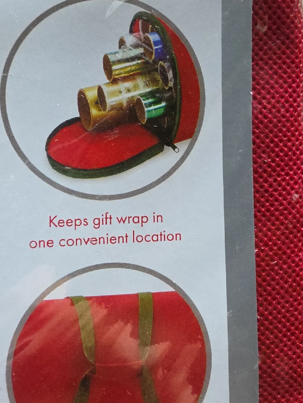 Whitmor Christmas Gift Wrap Organizer Red And Green With Handles NWT